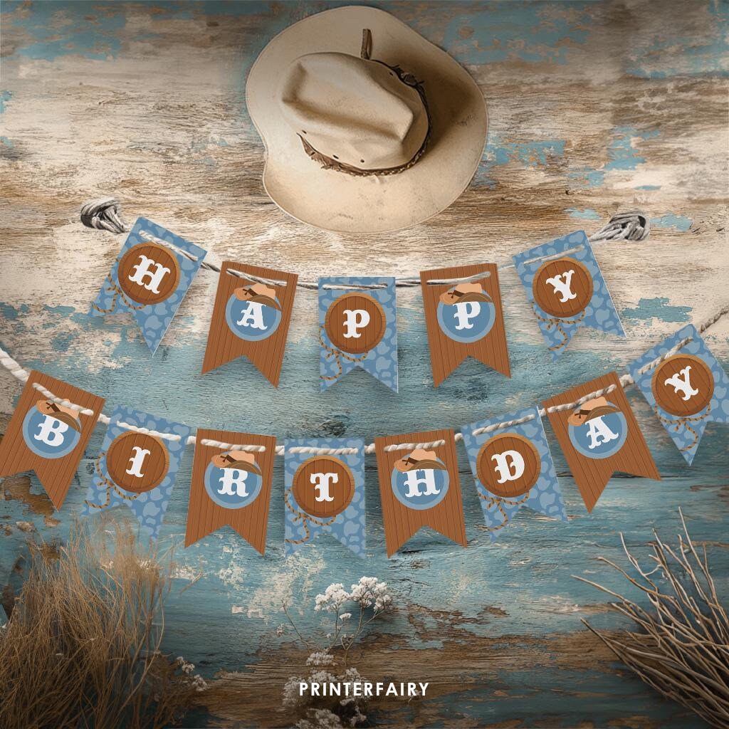 Editable Rodeo Birthday Banner, Wild West Garland (Digital Download)