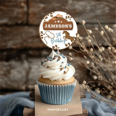 Rodeo Birthday Cupcake Toppers, Editable Western Stickers (Digital Download)