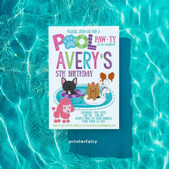 Pet Pool Pawty Invitation, Summer Birthday (Instant Download)