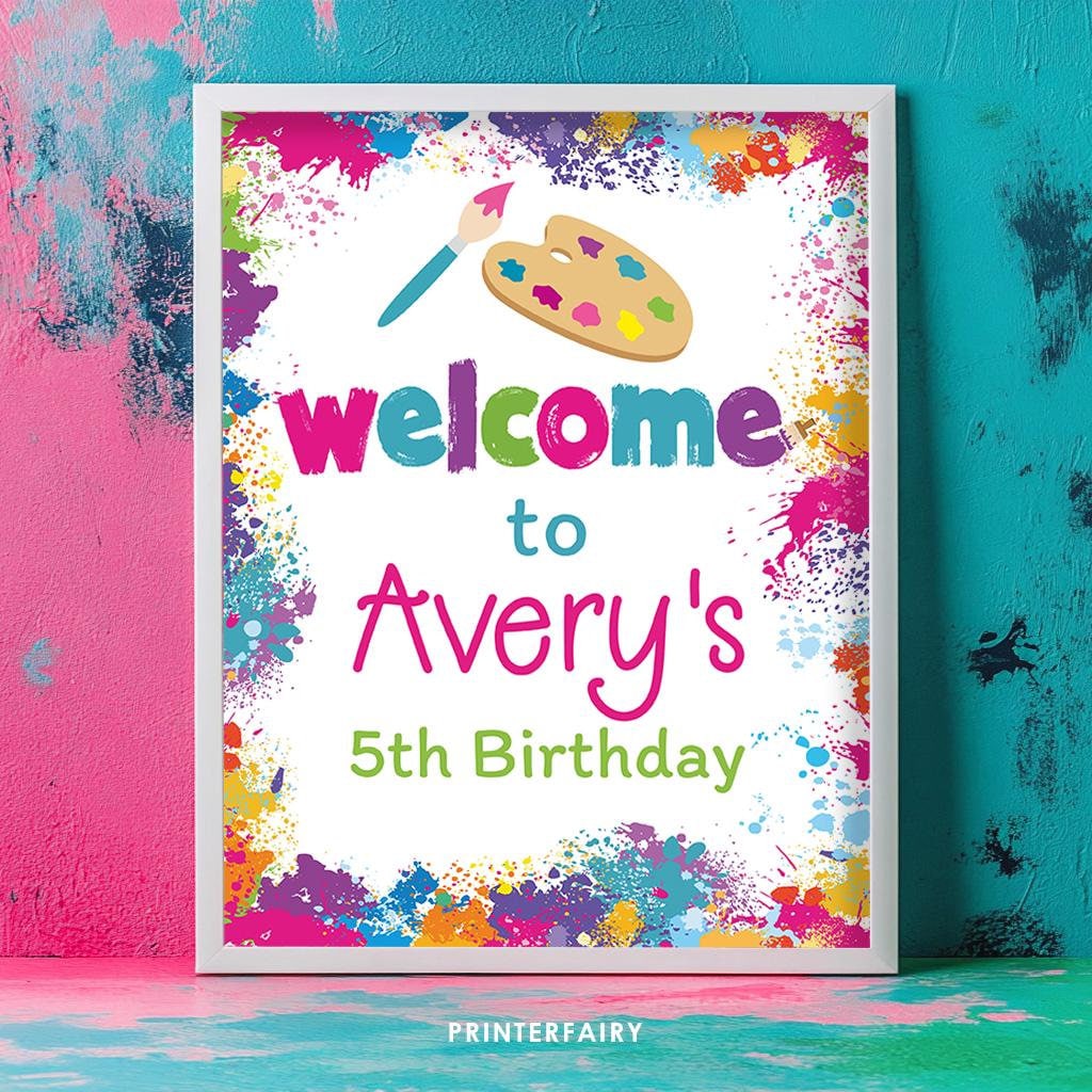 Art Party Welcome Sign, Editable Template (Instant Download)