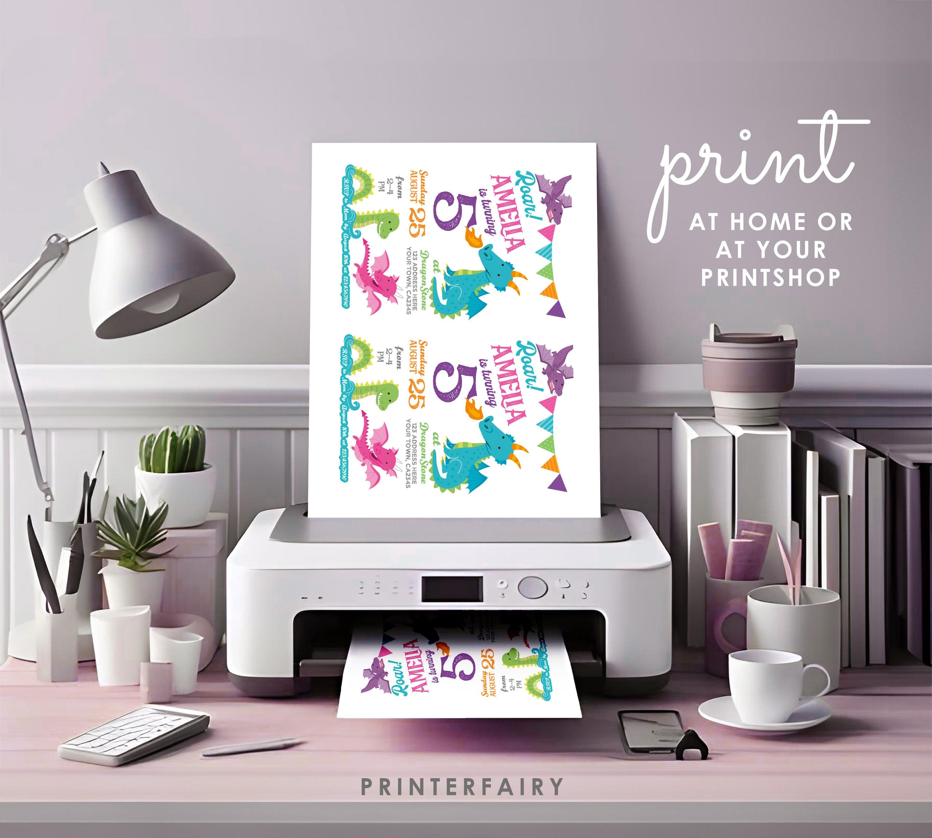Dragon Birthday Invitation, Editable Template, Princess Party Theme (Digital Download)