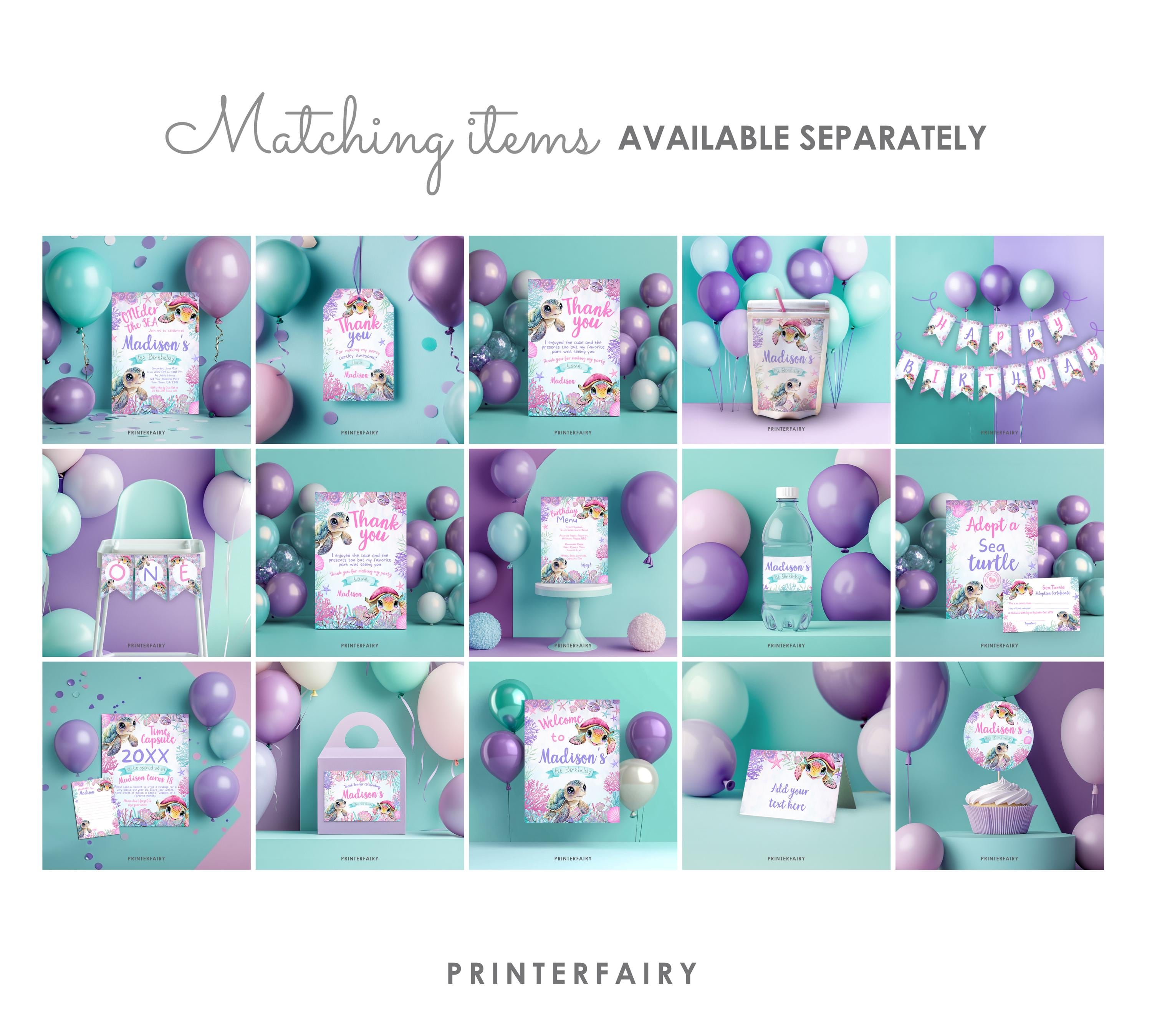 Sea Turtle Birthday Milestones Board, Editable Template (Instant Download)