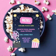 Movie Night Menu, Editable Printable Template (Instant Download)