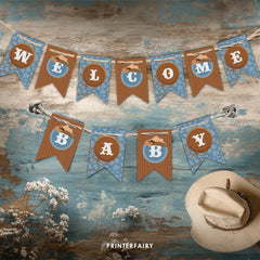 Cowboy Baby Shower Banner, Editable Wild West Decor (Digital Download)
