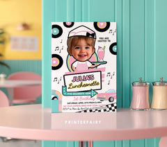 Diner Birthday Invitation, Luncheonette Theme, Photo Editable (Digital)
