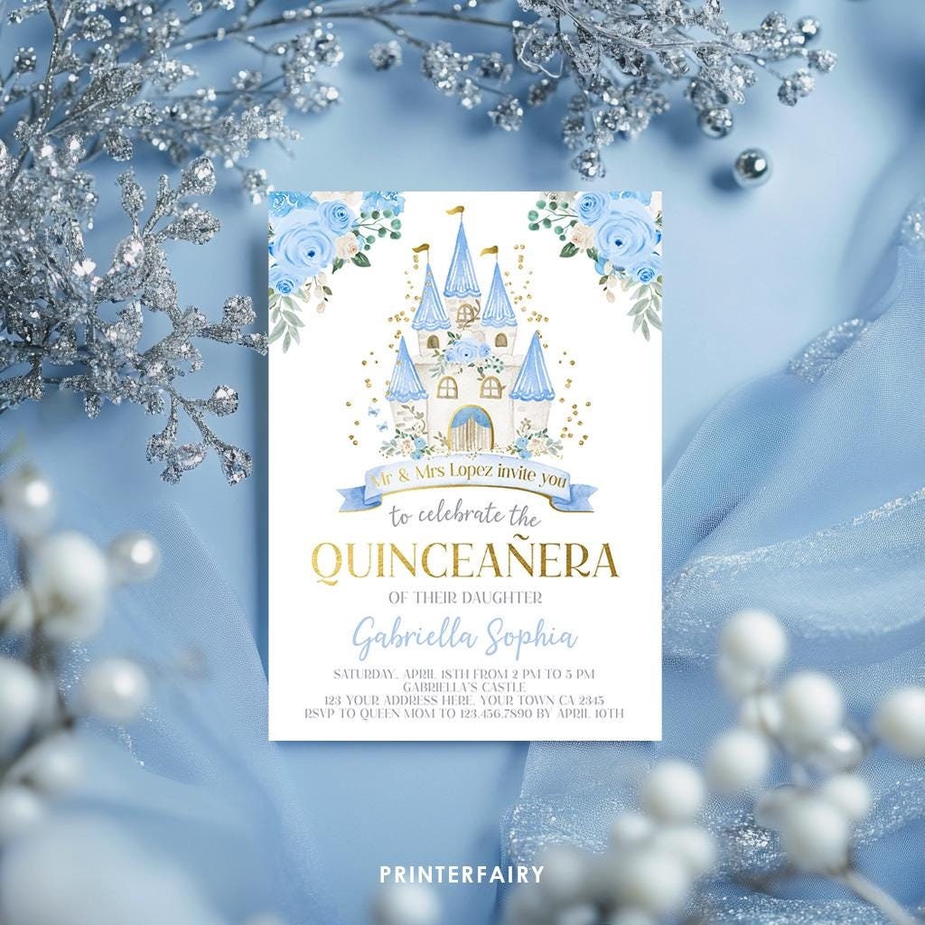Princess Cinderella Quinceañera Invitation Template (Instant Download)