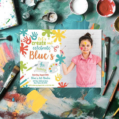 Editable Photo Paint Party Invitation, Art Birthday (Digital Item)