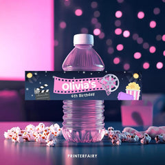 Editable Movie Birthday Water Bottle Label (Digital)