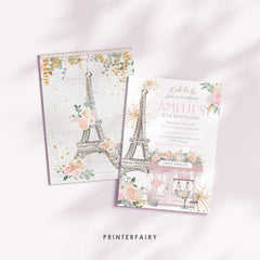 Paris Birthday Invitation Editable Template Tea Party Brunch Invite Instant Download