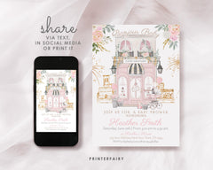 Paris Baby Shower Invitation, Editable Template (Digital Download)