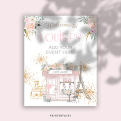 Paris Brunch Welcome Sign Editable Template Patisserie Tea Party Sign, Instant Download