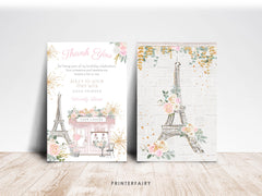 Paris Thank You Card, Patisserie Tea Party, Editable Template (Instant Download)