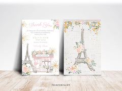 Paris Thank You Card, Patisserie Tea Party, Editable Template (Instant Download)