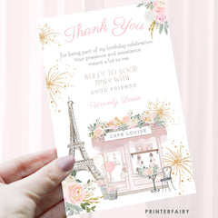Paris Thank You Card, Patisserie Tea Party, Editable Template (Instant Download)