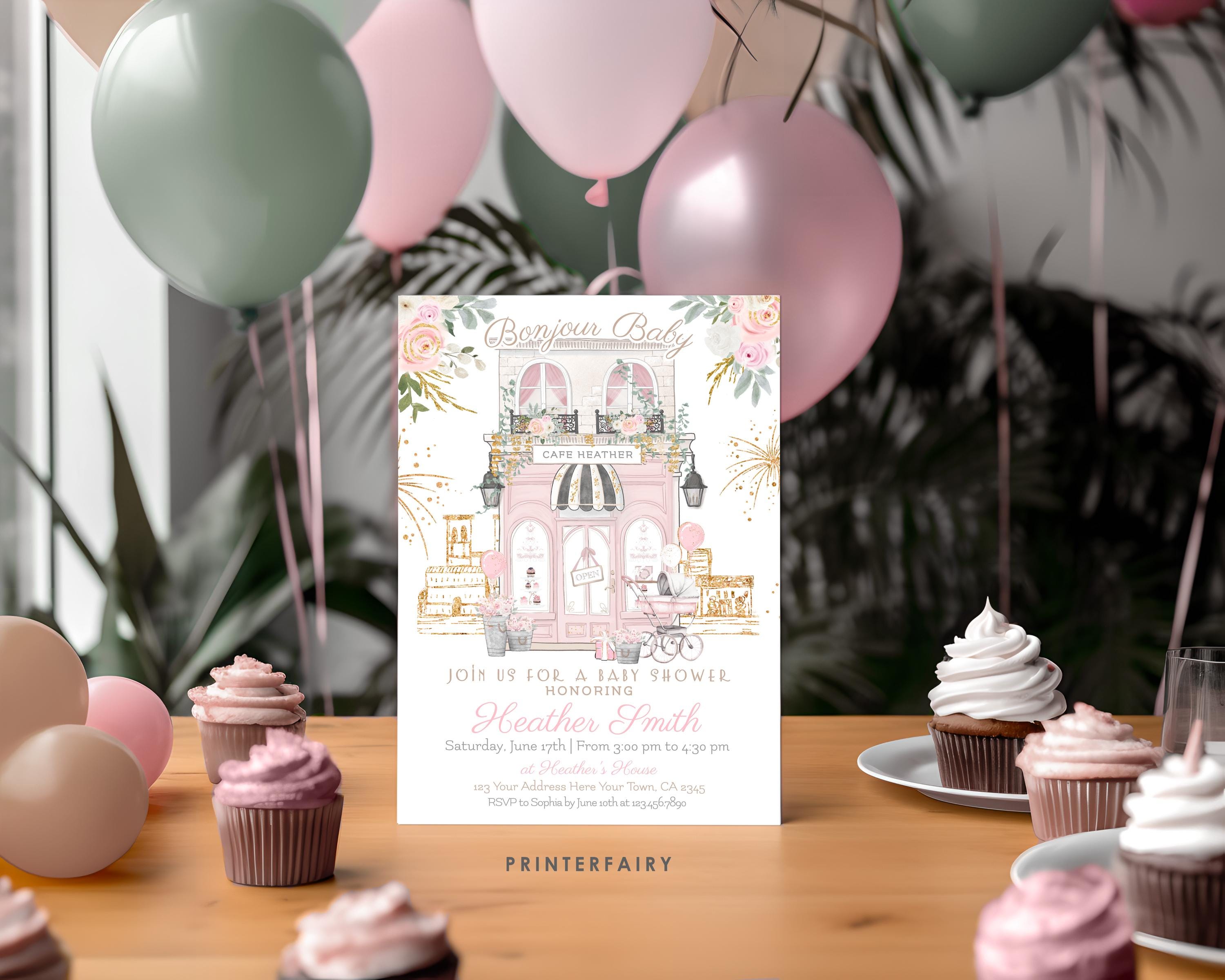 Paris Baby Shower Invitation, Editable Template (Digital Download)