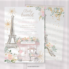 Paris Birthday Invitation Editable Template Baby Brunch Tea Party Brunch Invite Instant Download