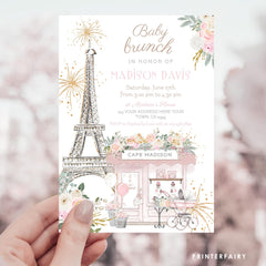 Paris Birthday Invitation Editable Template Baby Brunch Tea Party Brunch Invite Instant Download