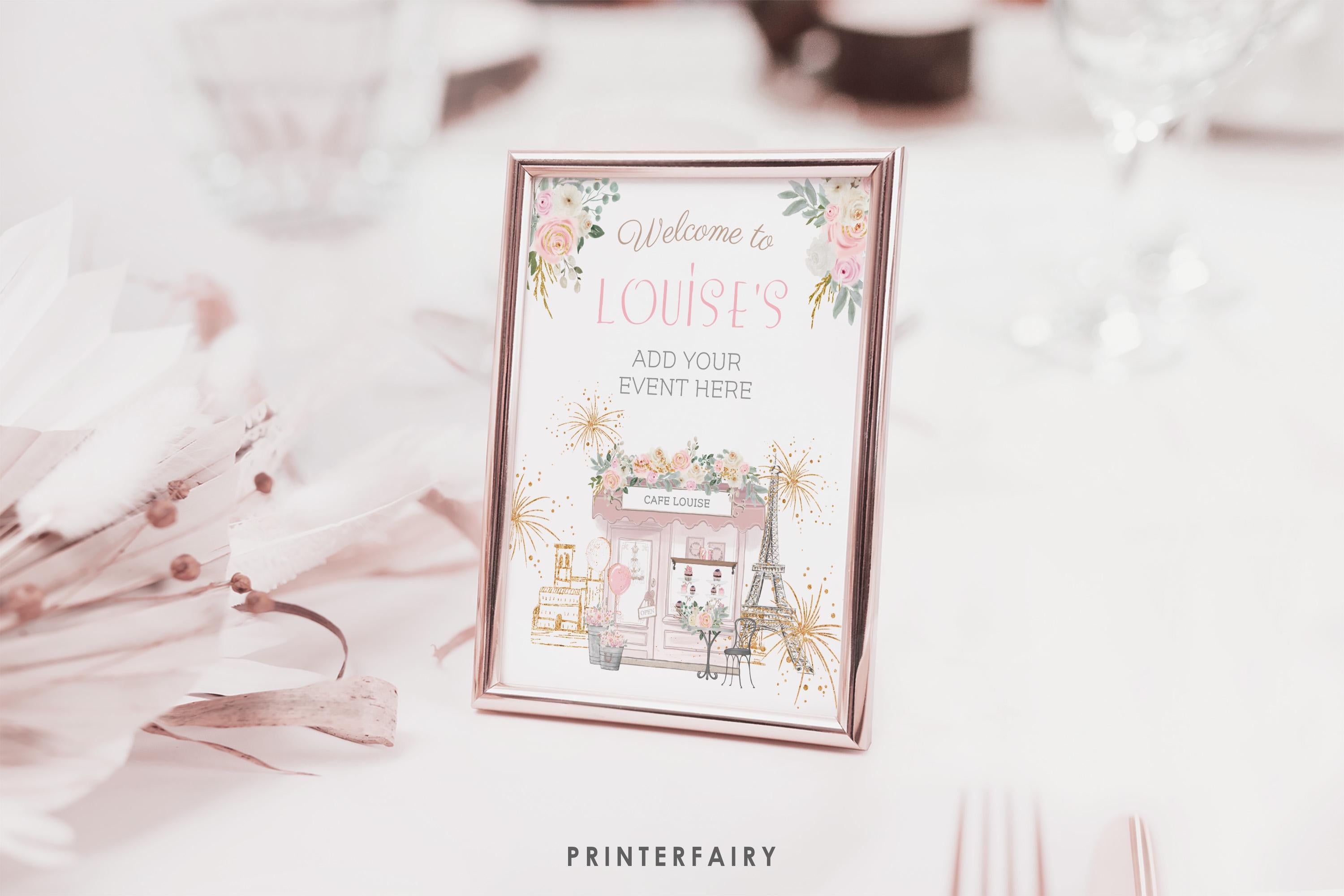 Paris Brunch Welcome Sign Editable Template Patisserie Tea Party Sign, Instant Download