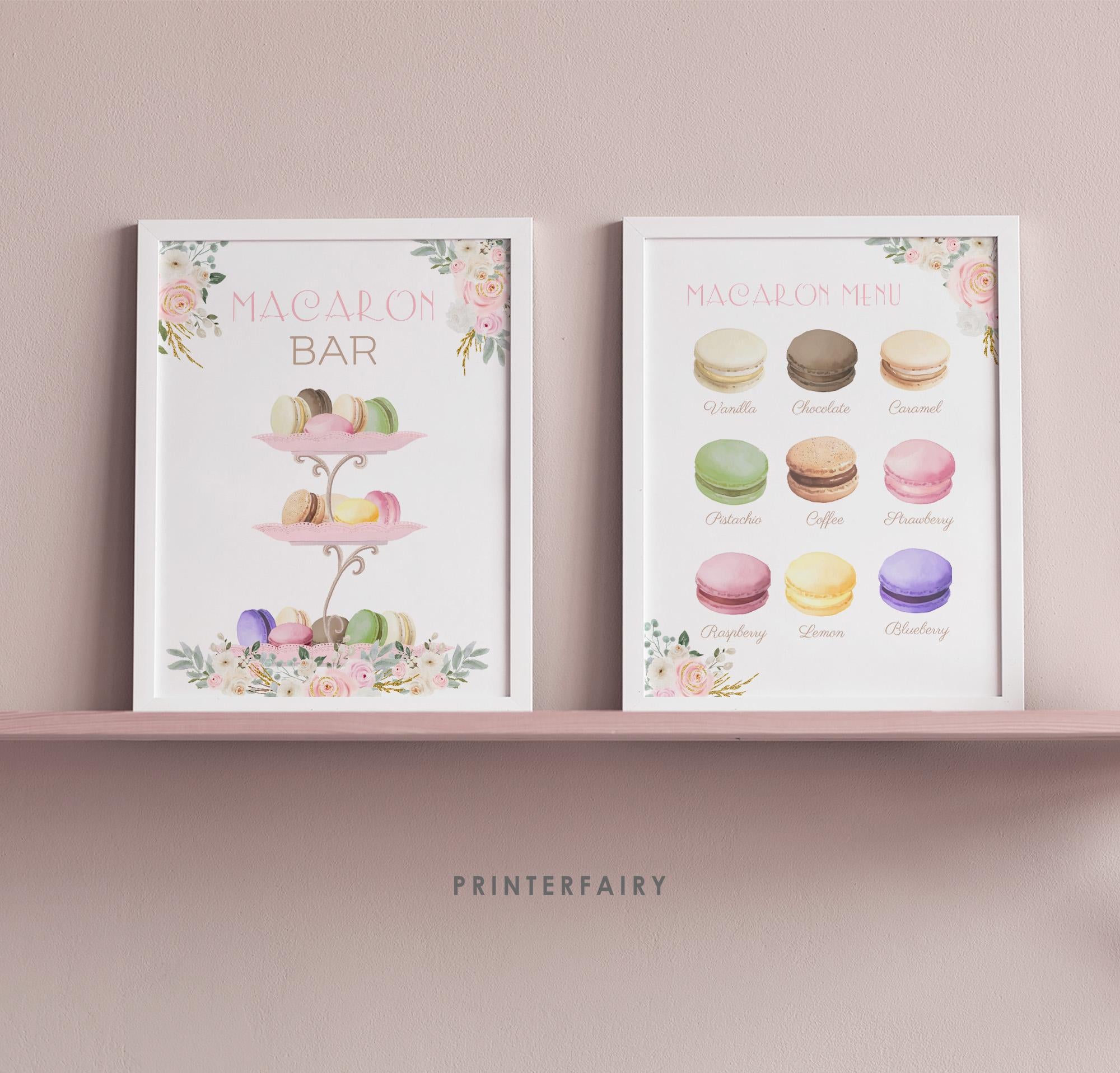 Paris Party Macaron Bar Station Editable Template Printable Sign, Instant Download