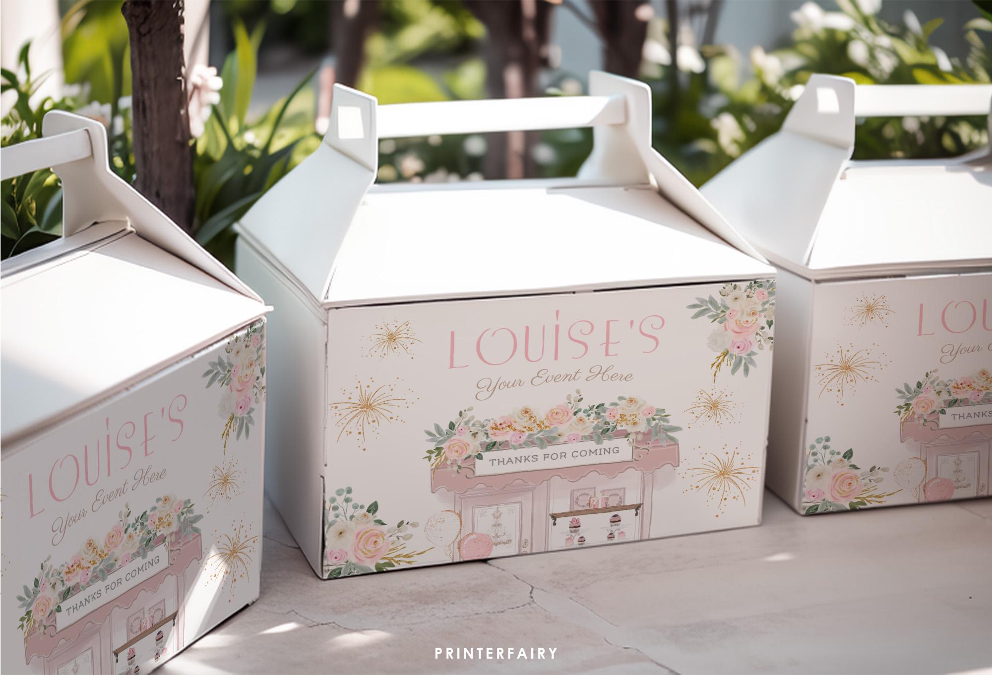 Paris Party Favor Editable Gable Box Label Template, Instant Download