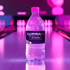 Bowling Birthday Party Water Bottle Label, Editable Printable (Instant Download)