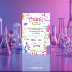 Editable Science Birthday Thank You Card (Digital Download)