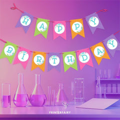 Editable Science Birthday Party Banner, Printable Bunting (Digital Download)