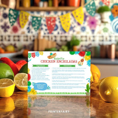 Mexican Recipe Card Editable Printable Template, Cinco de Mayo Recipes, Mexican Dishes, Instant Download