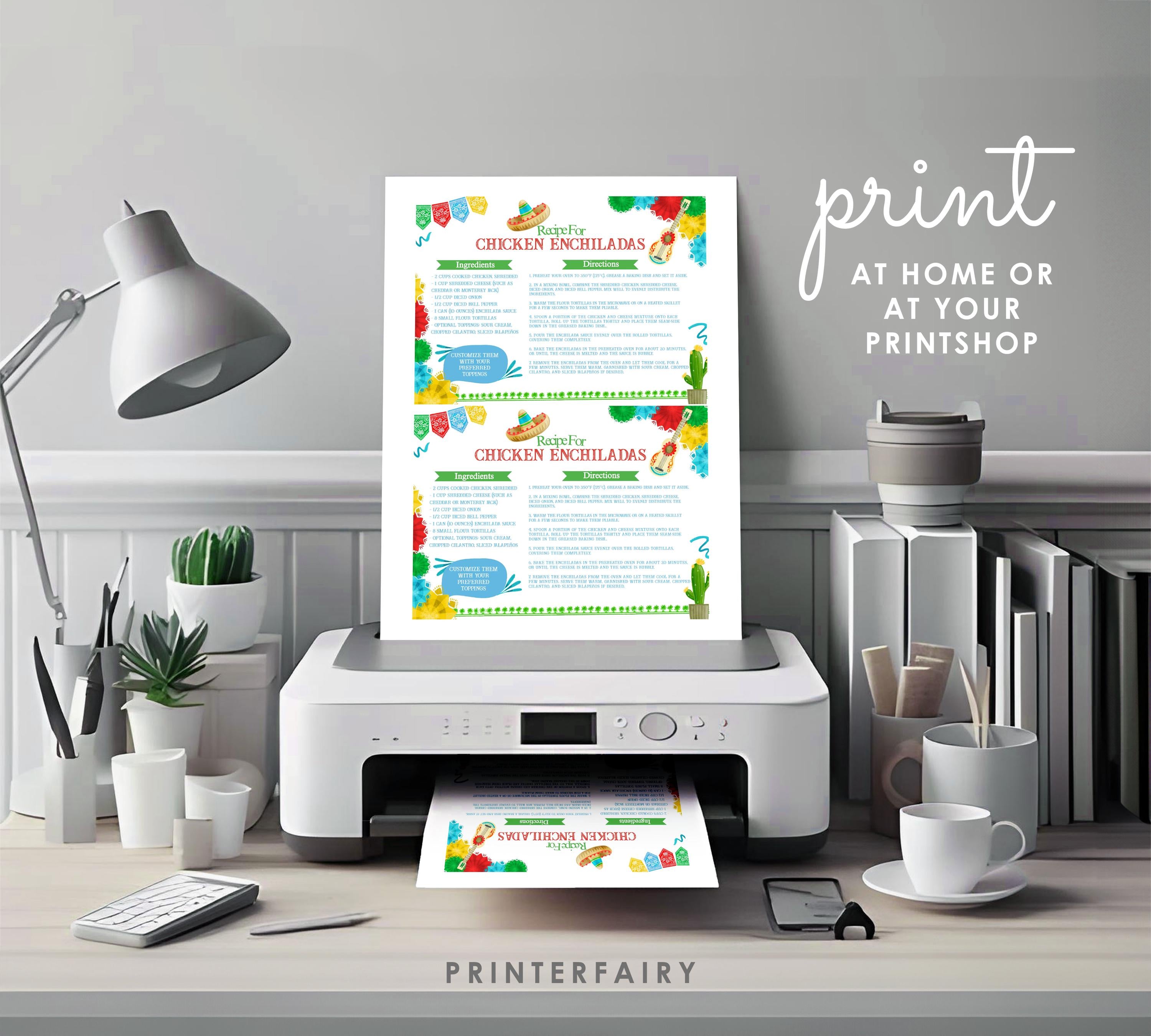 Mexican Recipe Card Editable Printable Template, Cinco de Mayo Recipes, Mexican Dishes, Instant Download