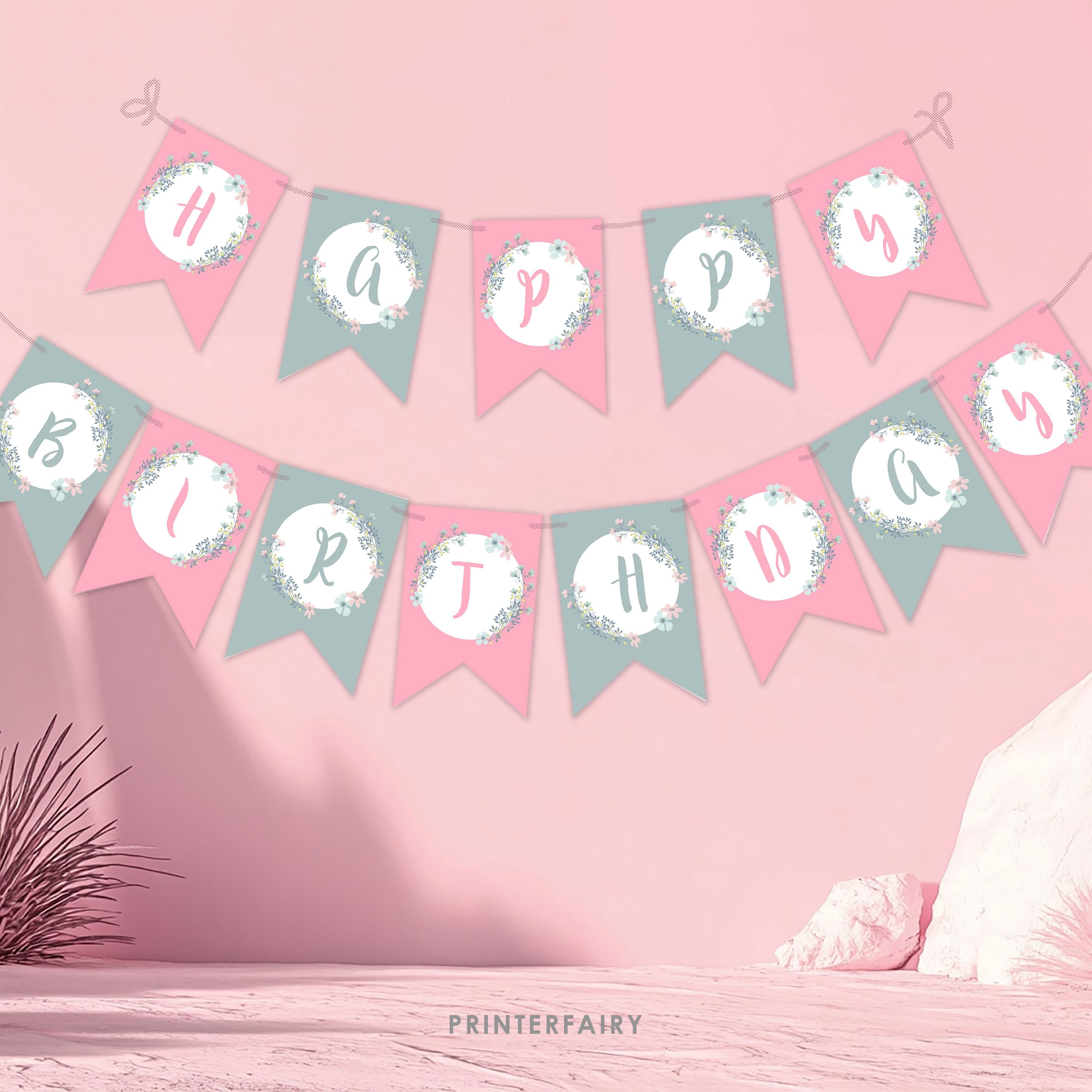 Floral Horse Birthday Banner, Cowgirl Party Decor (EDITABLE, Instant Download)