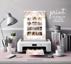 Princess 1st Birthday Milestone Board, Photo Collage (Editable Digital Download)
