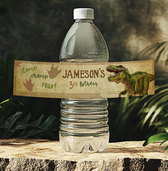 Editable Dinosaur Birthday Water Bottle Label (Digital Download)