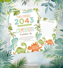 Dinosaur Time Capsule Sign, First Birthday (EDITABLE, INSTANT DOWNLOAD)