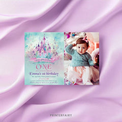 Princess Castle First Birthday Invitation with Photo (Download)