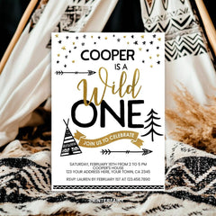 Wild One Birthday Invitation Template, Editable First Birthday, Instant Download
