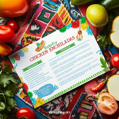 Mexican Recipe Card Editable Printable Template, Cinco de Mayo Recipes, Mexican Dishes, Instant Download