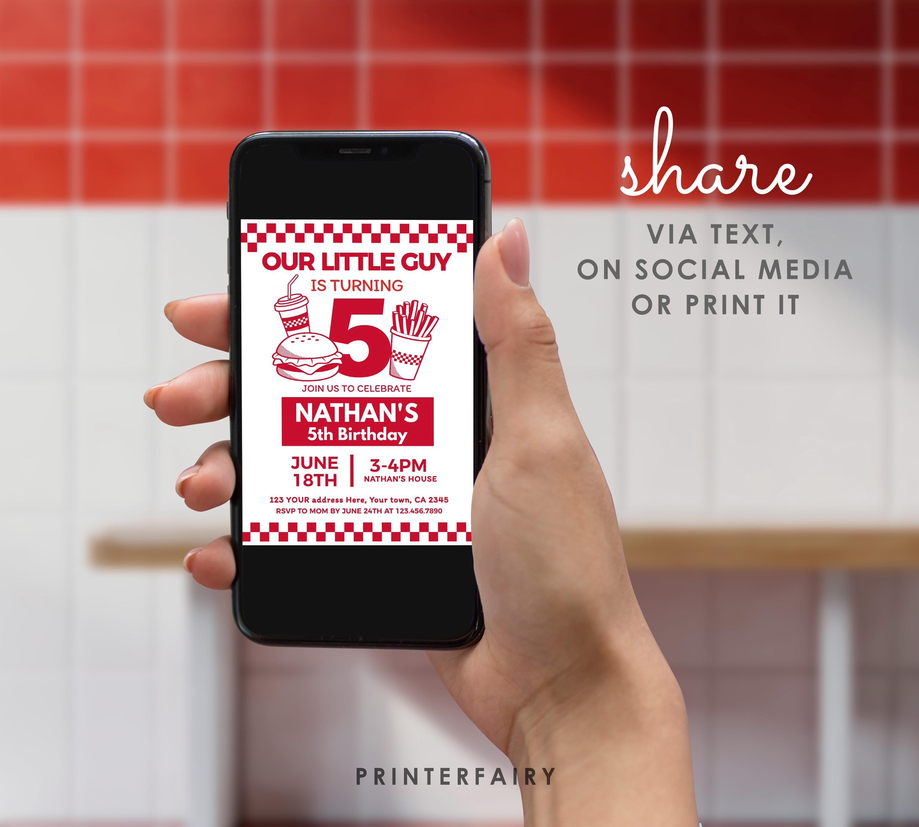 Burger Party Bundle Editable Templates (Digital Download)