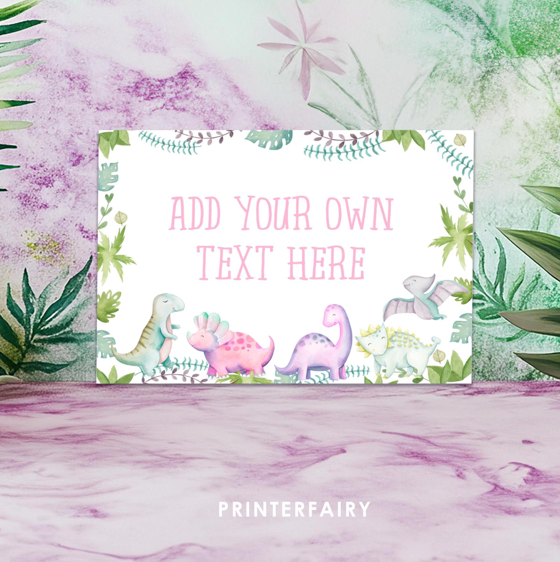 Dinosaur Party Food Tent Cards Printable Editable Template, Instant Download