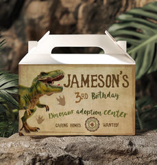 Dinosaur Birthday Party Gable Box Label, EDITABLE (Instant Download)