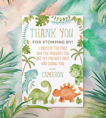 Dinosaur Thank You Cards, Editable Template (Digital Download)