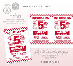 Burger Party Invitation Editable Template, Restaurant Birthday Invitation, Instant Download