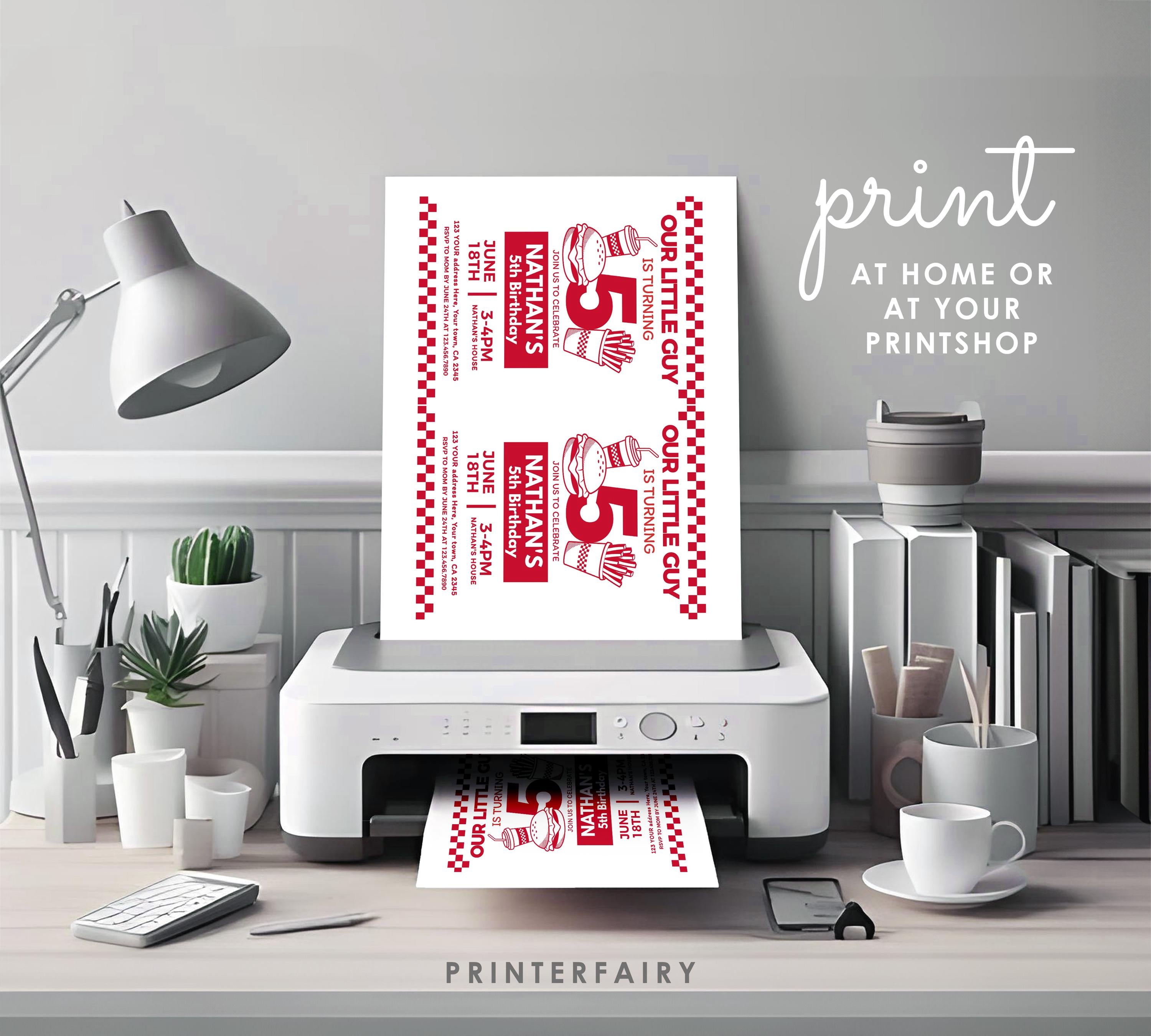 Burger Party Bundle Editable Templates (Digital Download)