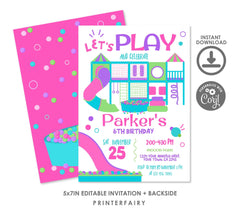 Playground Editable Invitation Template, Bounce Indoor Playground Birthday Party, Instant Download