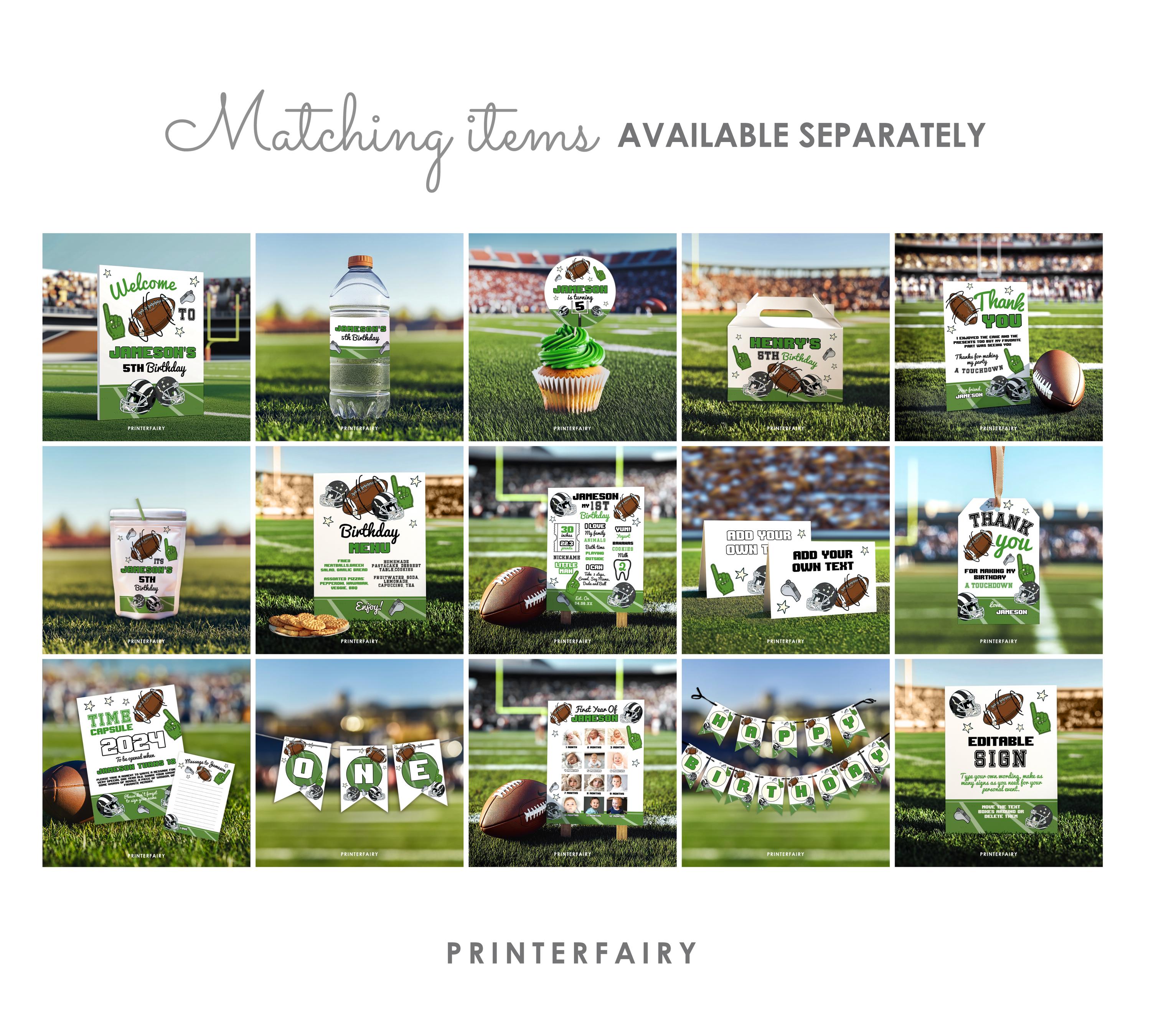 Football 2nd Birthday Party Invitation, Editable Template (Instant Download)