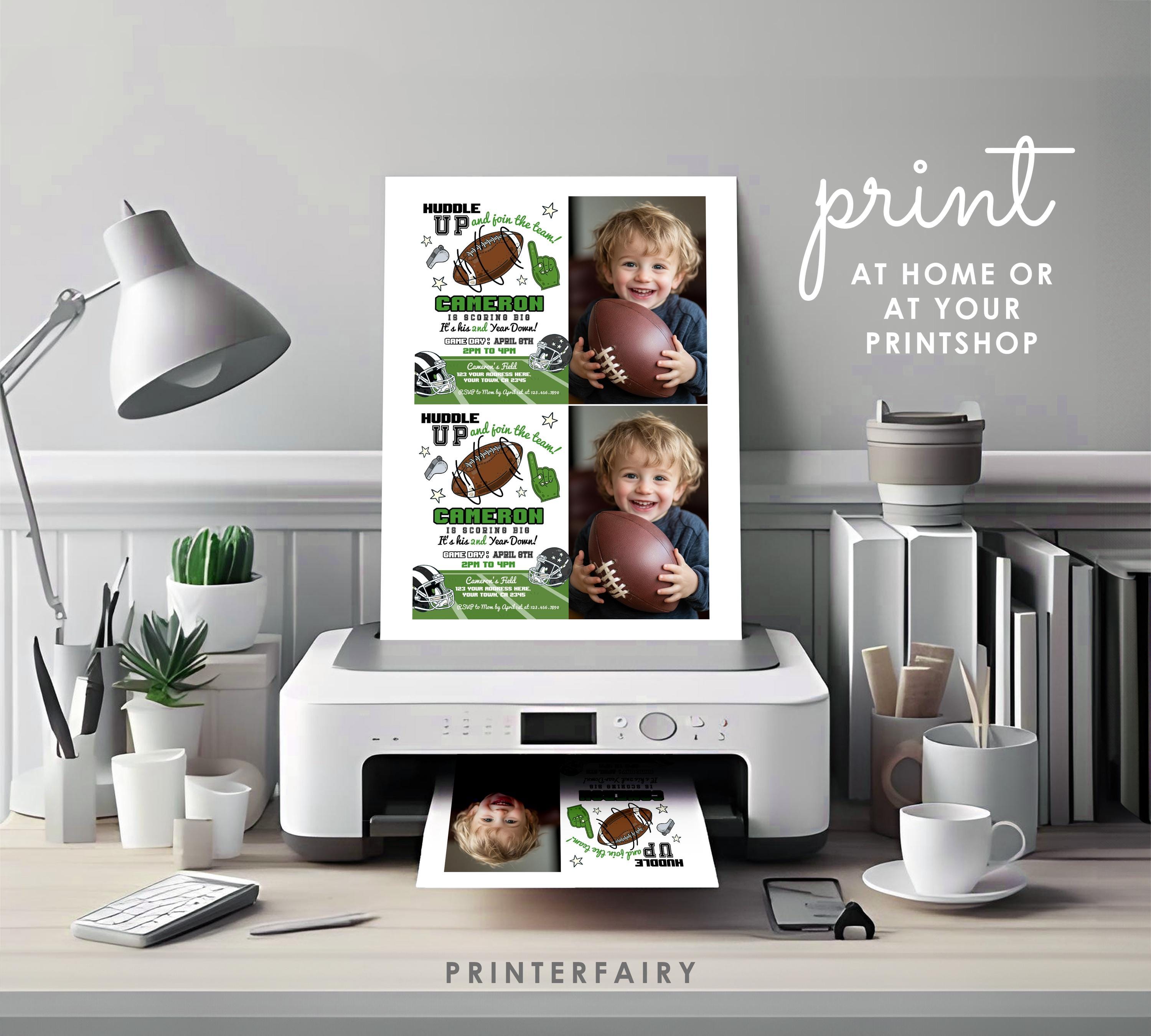 Football 2nd Birthday Invitation With Photo Editable Template, Instant Download