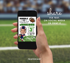 Football Birthday Invitation with Photo, Editable Template (Digital Download)