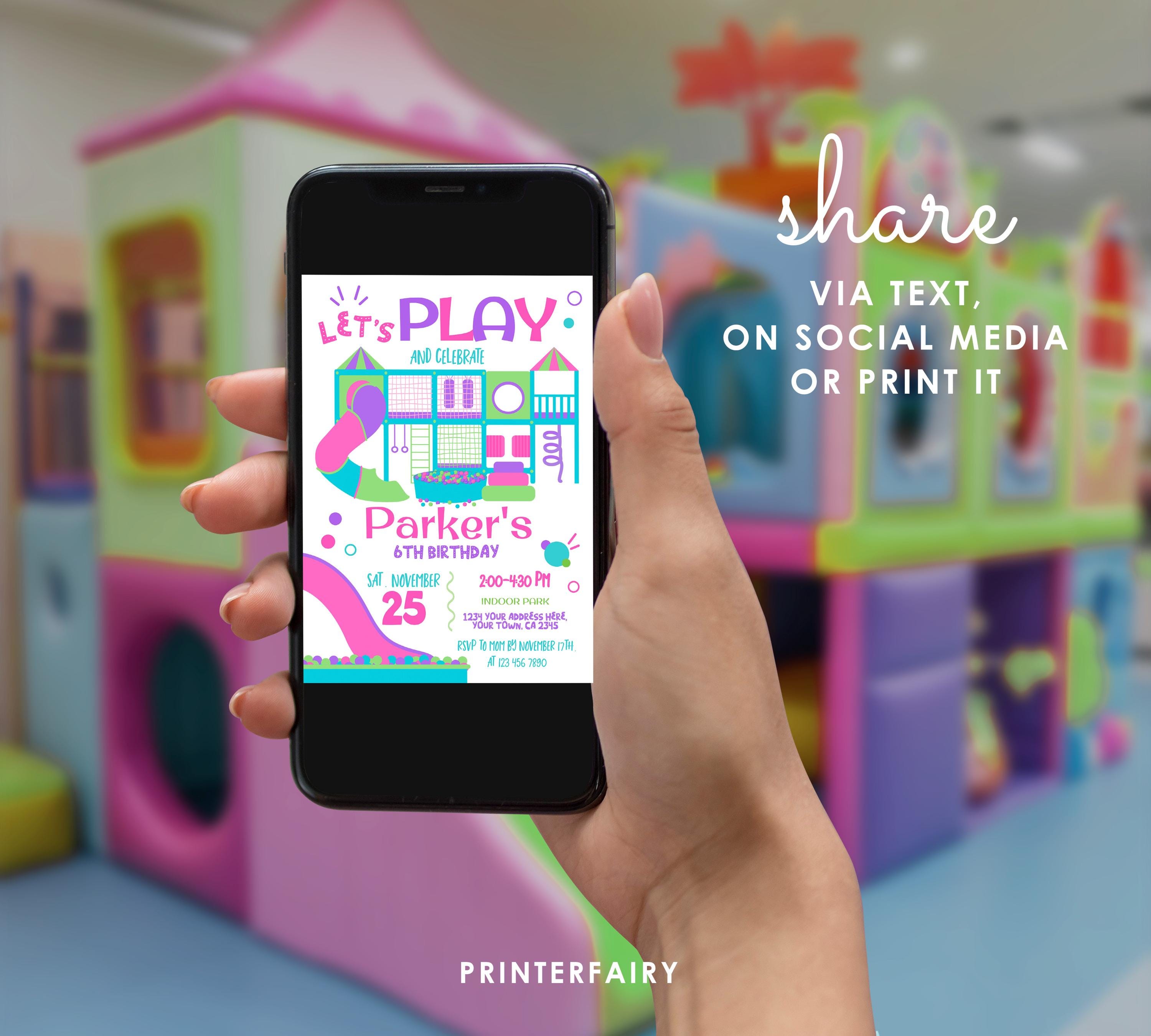 Playground Editable Invitation Template, Bounce Indoor Playground Birthday Party, Instant Download
