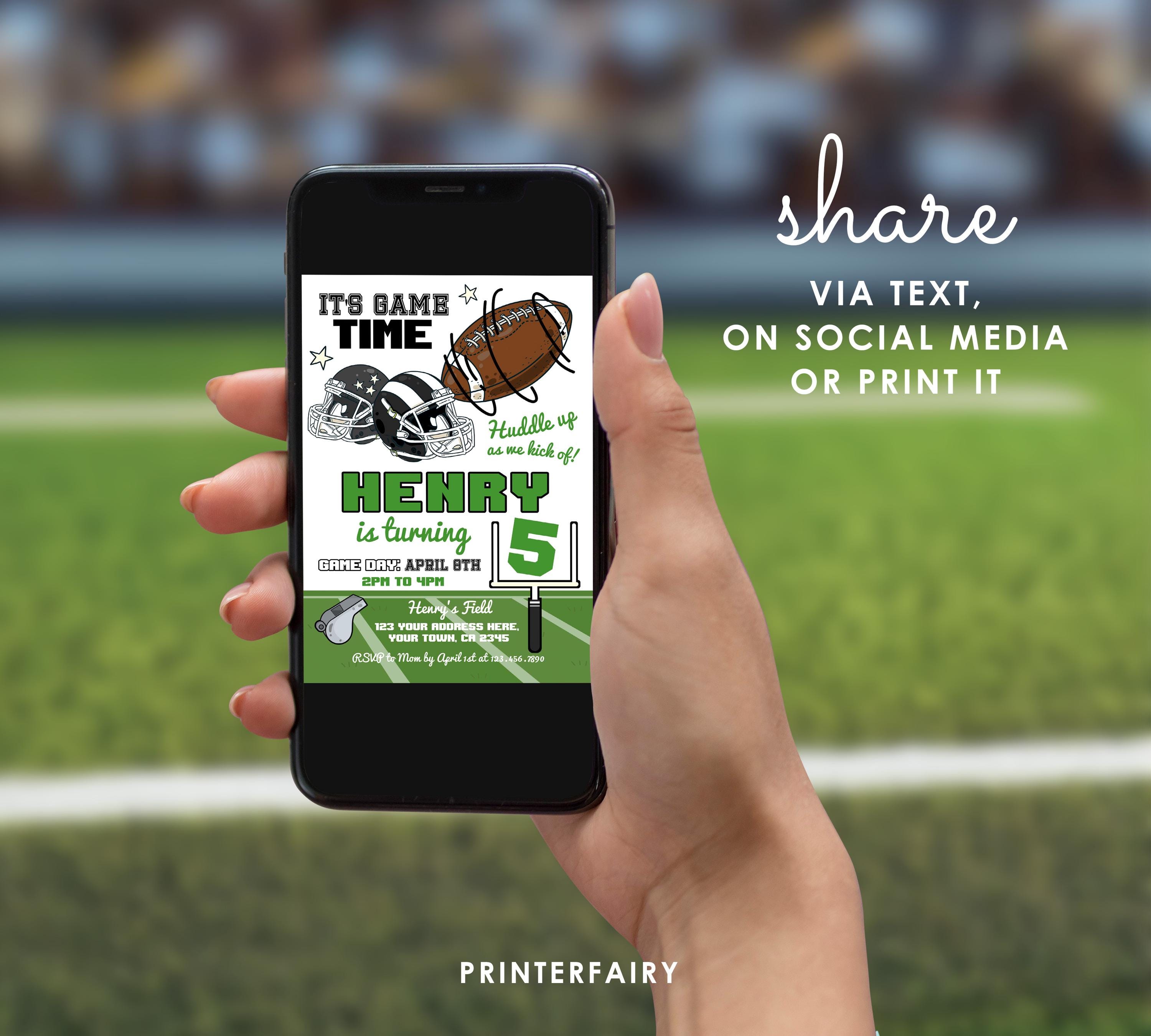 Football Birthday Invitation, Editable Sport Party Template (Instant Download)