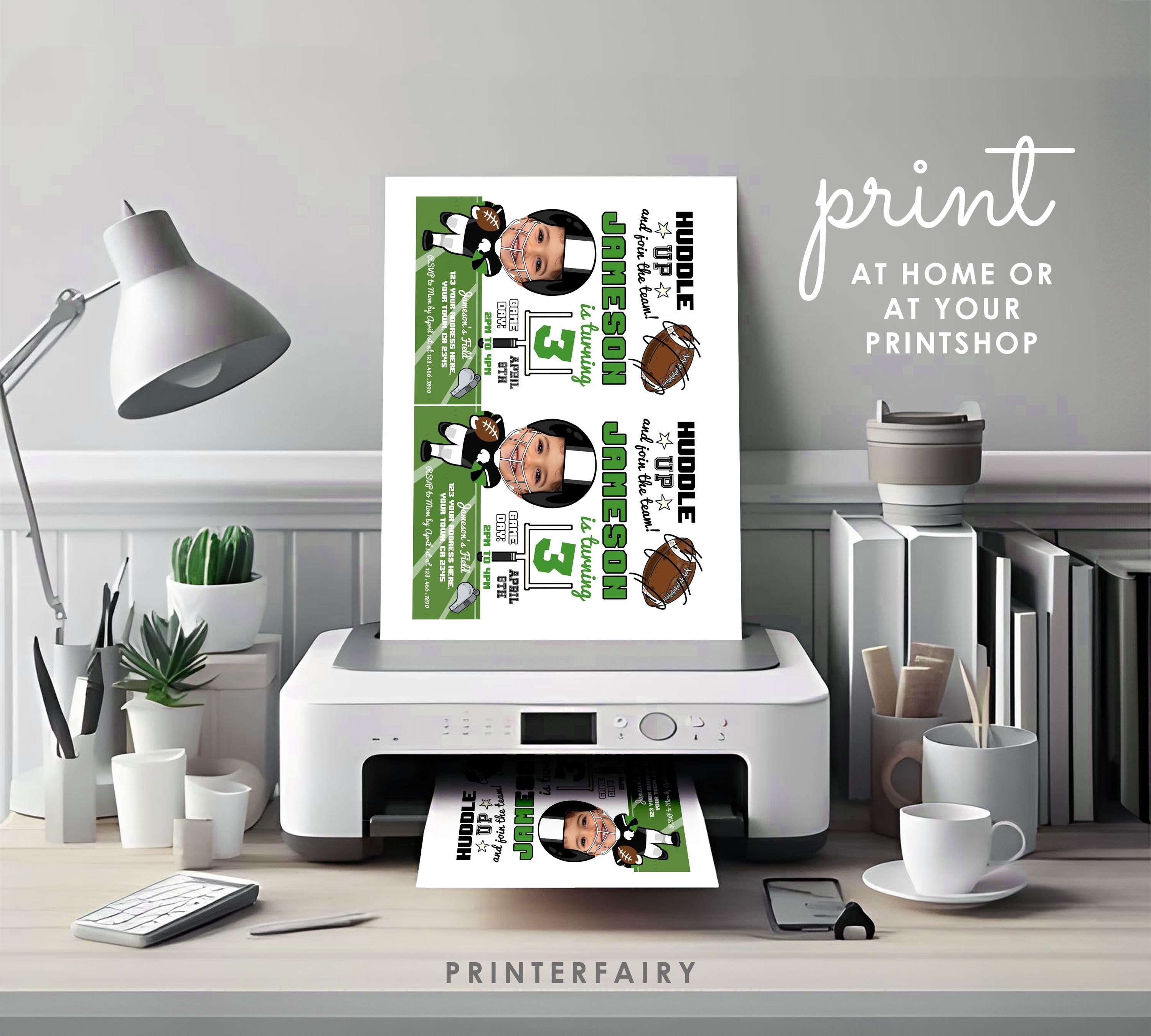Football Birthday Invitation with Photo, Editable Template (Digital Download)
