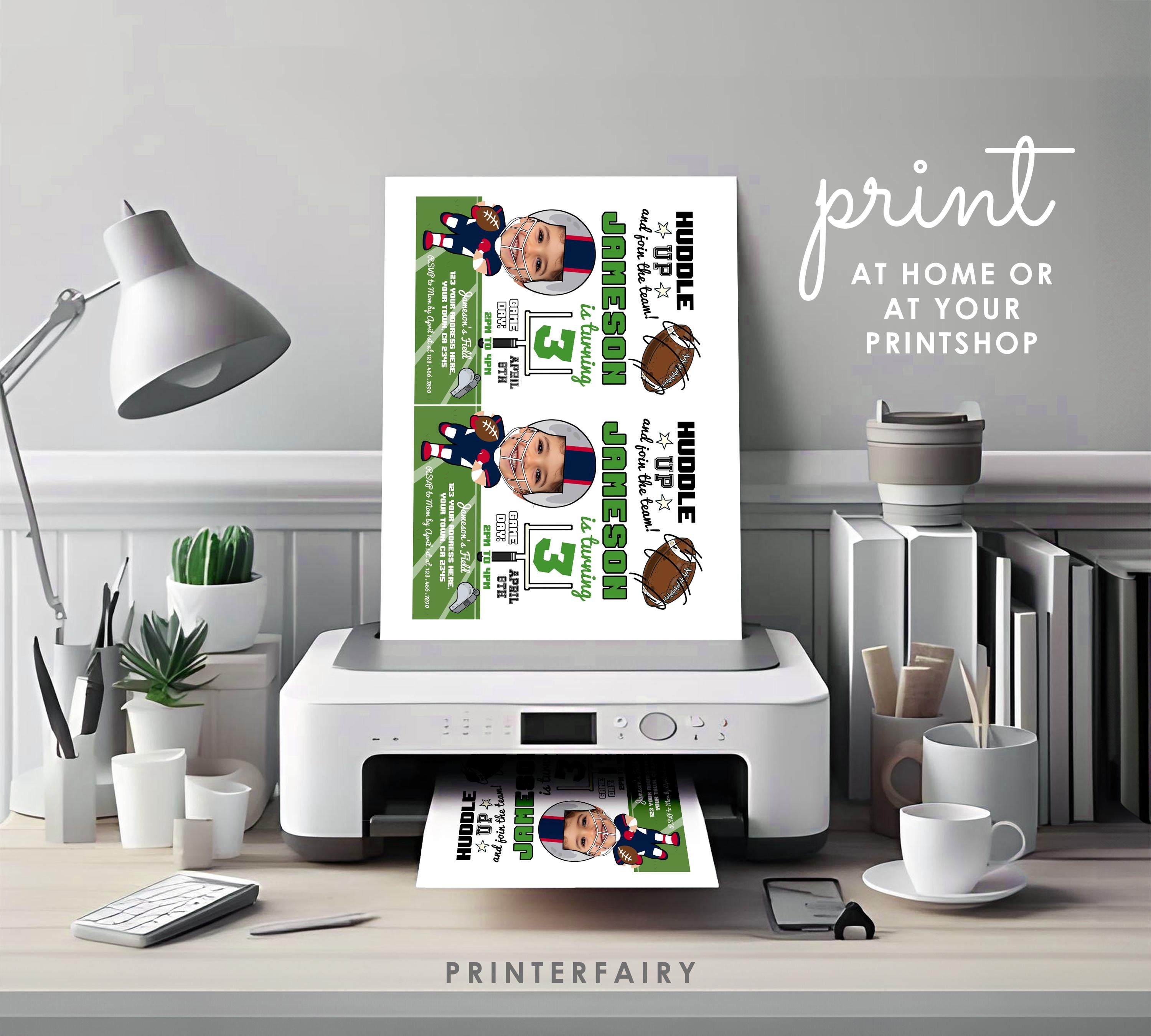 Football Birthday Invitation with Photo, Editable Template (Digital Download)